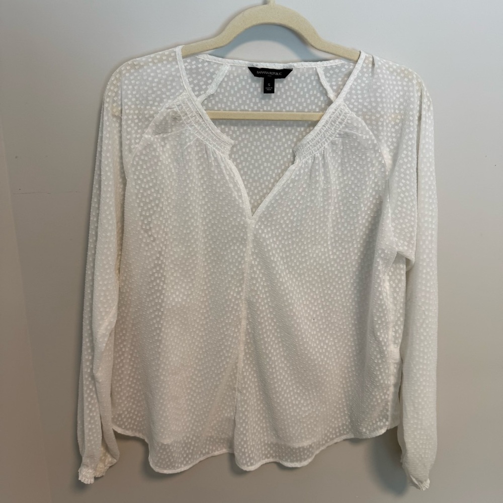 Banana Republic Women's White Sheer Blouse